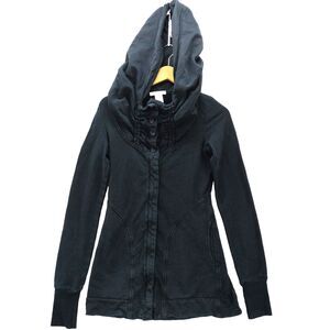 Prairie Underground Hoodie Womens XS Black Long Zip Victorian Cloak Goth Grunge